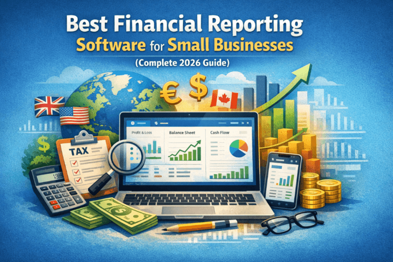 Dashboard view of top financial reporting software for small businesses in 2026 comparing charts, reports, and analytics